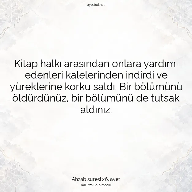 Ayetbul | Kuran Mealleri | Quran | Ahzab suresi 26. ayet
