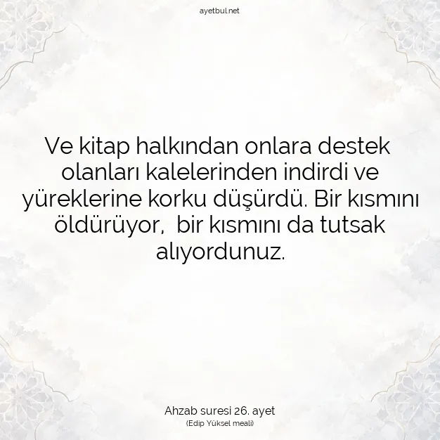 Ayetbul | Kuran Mealleri | Quran | Ahzab suresi 26. ayet