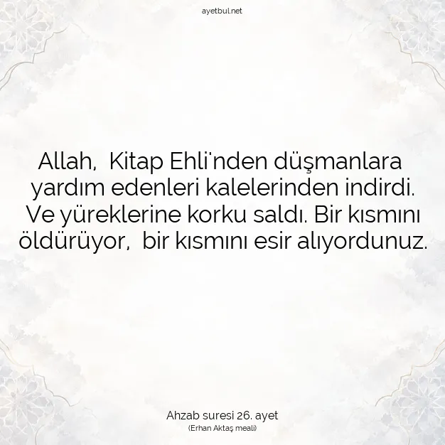 Ayetbul | Kuran Mealleri | Quran | Ahzab suresi 26. ayet