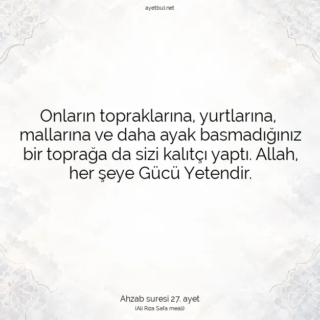 Ayetbul | Kuran Mealleri | Quran | Ahzab suresi 27. ayet
