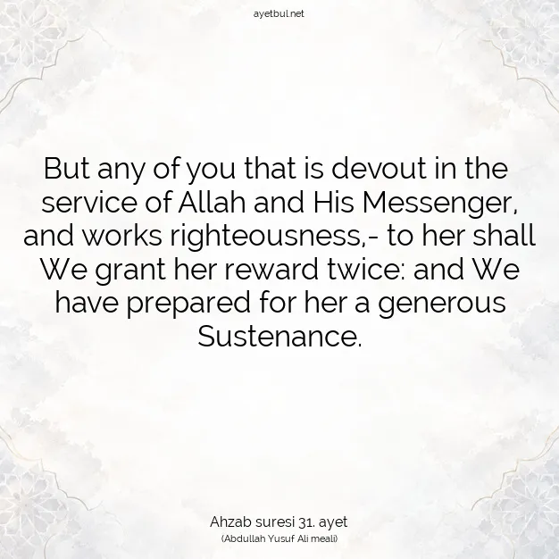 Ayetbul | Kuran Mealleri | Quran | Ahzab suresi 31. ayet