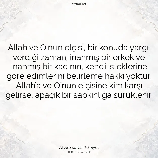 Ayetbul | Kuran Mealleri | Quran | Ahzab suresi 36. ayet