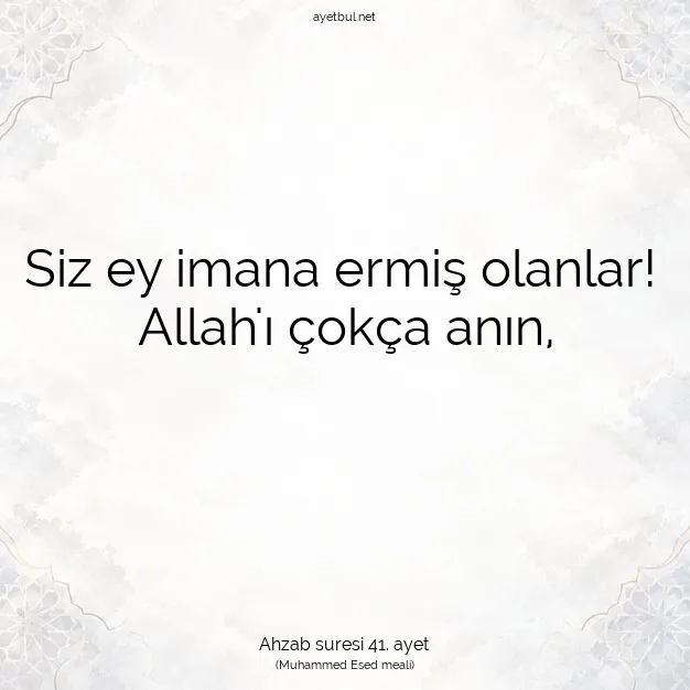 Ayetbul | Kuran Mealleri | Quran | Ahzab suresi 41. ayet
