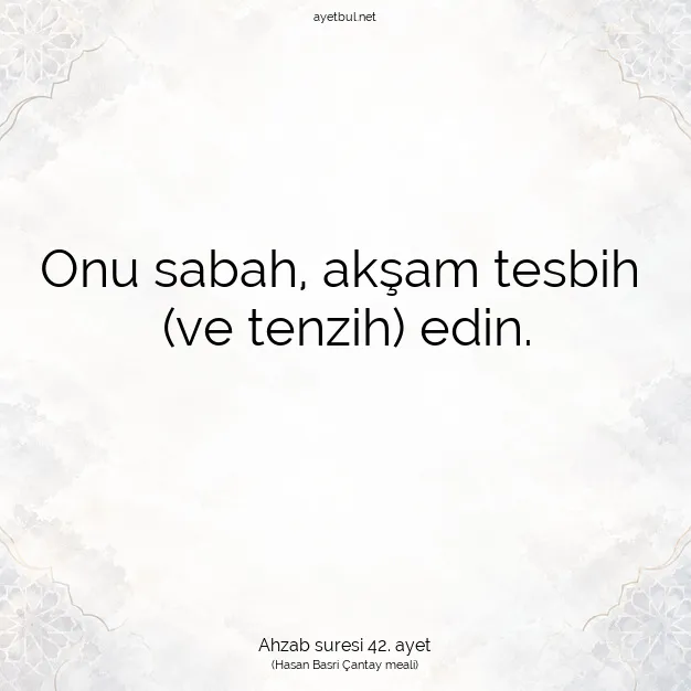 Ayetbul | Kuran Mealleri | Quran | Ahzab suresi 42. ayet
