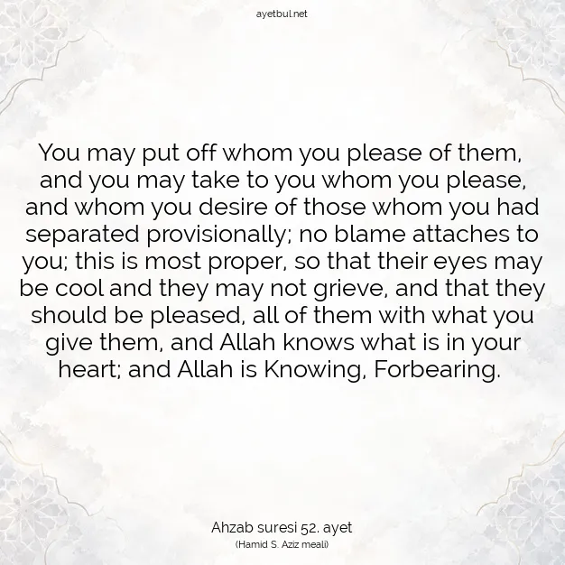 Ayetbul | Kuran Mealleri | Quran | Ahzab suresi 52. ayet