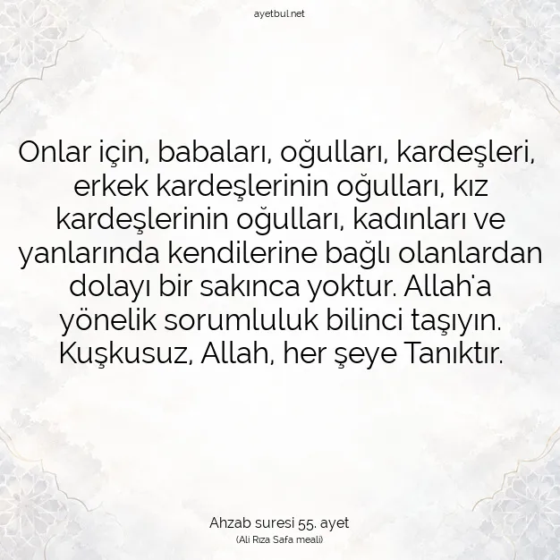 Ayetbul | Kuran Mealleri | Quran | Ahzab suresi 55. ayet