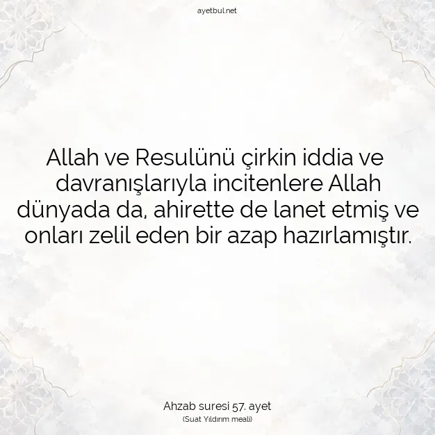 Ayetbul | Kuran Mealleri | Quran | Ahzab suresi 57. ayet