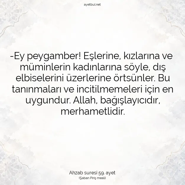 Ayetbul | Kuran Mealleri | Quran | Ahzab suresi 59. ayet