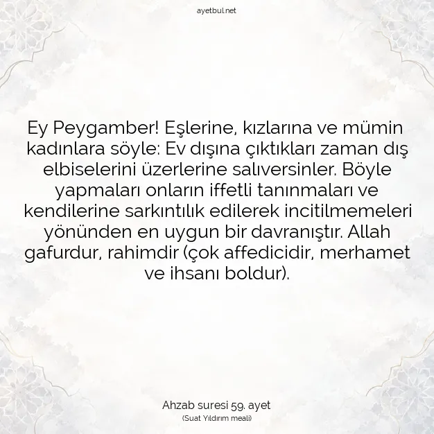 Ayetbul | Kuran Mealleri | Quran | Ahzab suresi 59. ayet