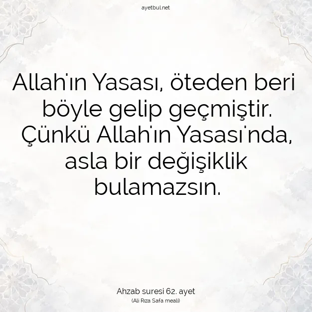 Ayetbul | Kuran Mealleri | Quran | Ahzab suresi 62. ayet