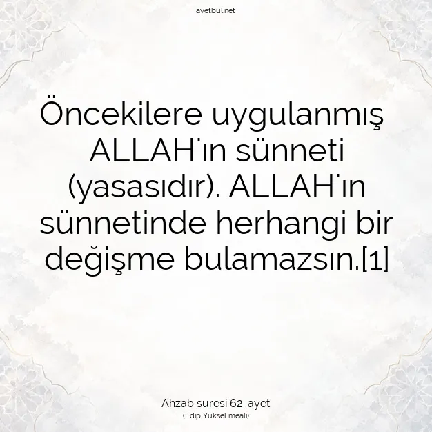 Ayetbul | Kuran Mealleri | Quran | Ahzab suresi 62. ayet