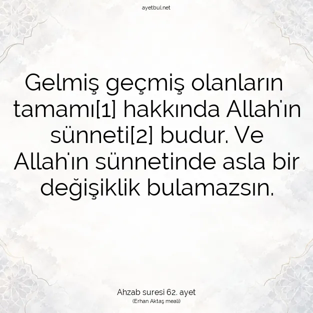 Ayetbul | Kuran Mealleri | Quran | Ahzab suresi 62. ayet