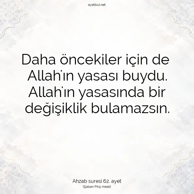 Ayetbul | Kuran Mealleri | Quran | Ahzab suresi 62. ayet