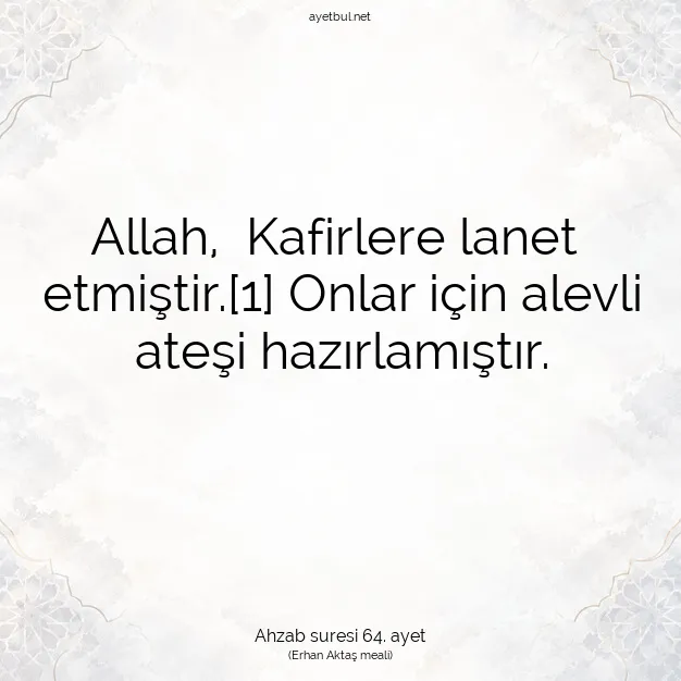 Ayetbul | Kuran Mealleri | Quran | Ahzab suresi 64. ayet