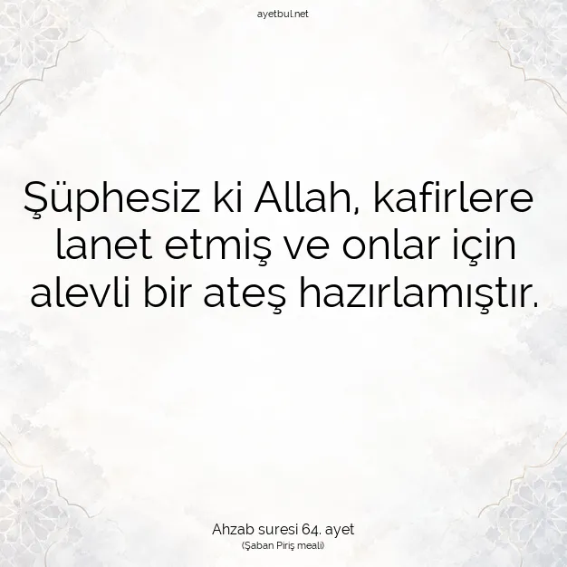 Ayetbul | Kuran Mealleri | Quran | Ahzab suresi 64. ayet