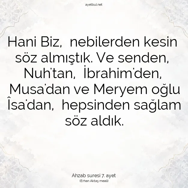 Ayetbul | Kuran Mealleri | Quran | Ahzab suresi 7. ayet