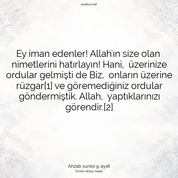 Ayetbul | Kuran Mealleri | Quran | Ahzab suresi 9. ayet