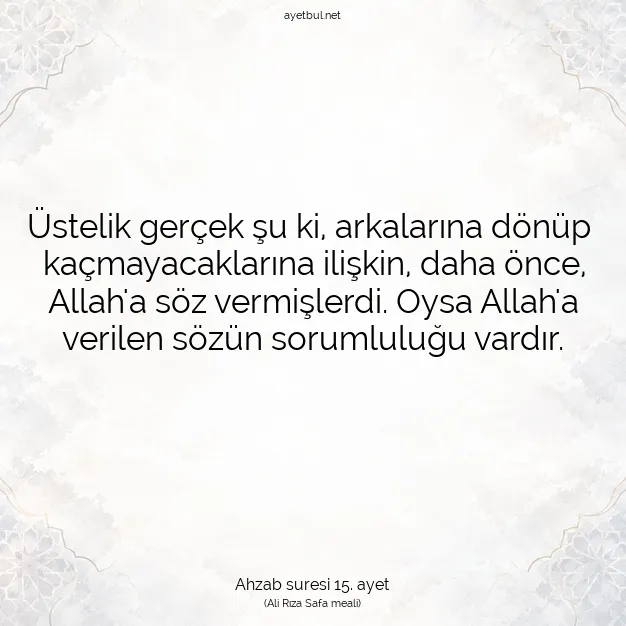 Ayetbul | Kuran Mealleri | Quran | Ahzab suresi 15. ayet