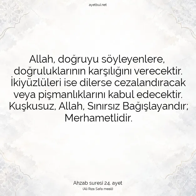 Ayetbul | Kuran Mealleri | Quran | Ahzab suresi 24. ayet
