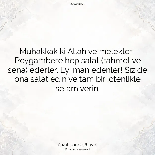 Ayetbul | Kuran Mealleri | Quran | Ahzab suresi 56. ayet