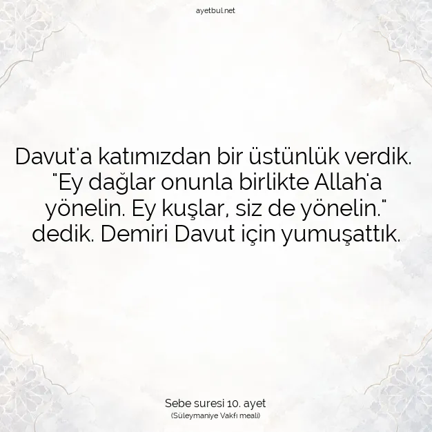 Ayetbul | Kuran Mealleri | Quran | Sebe suresi 10. ayet