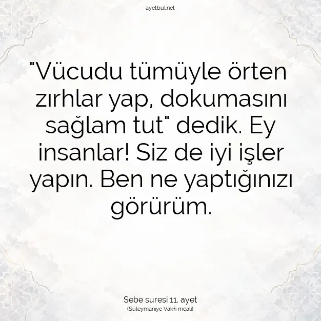 Ayetbul | Kuran Mealleri | Quran | Sebe suresi 11. ayet