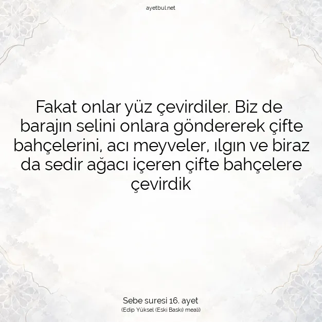 Ayetbul | Kuran Mealleri | Quran | Sebe suresi 16. ayet
