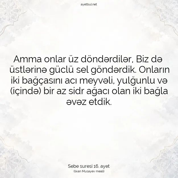 Ayetbul | Kuran Mealleri | Quran | Sebe suresi 16. ayet