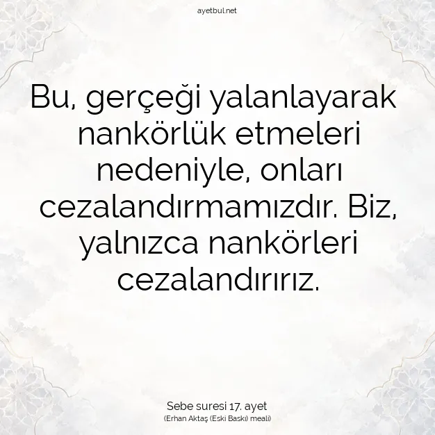 Ayetbul | Kuran Mealleri | Quran | Sebe suresi 17. ayet