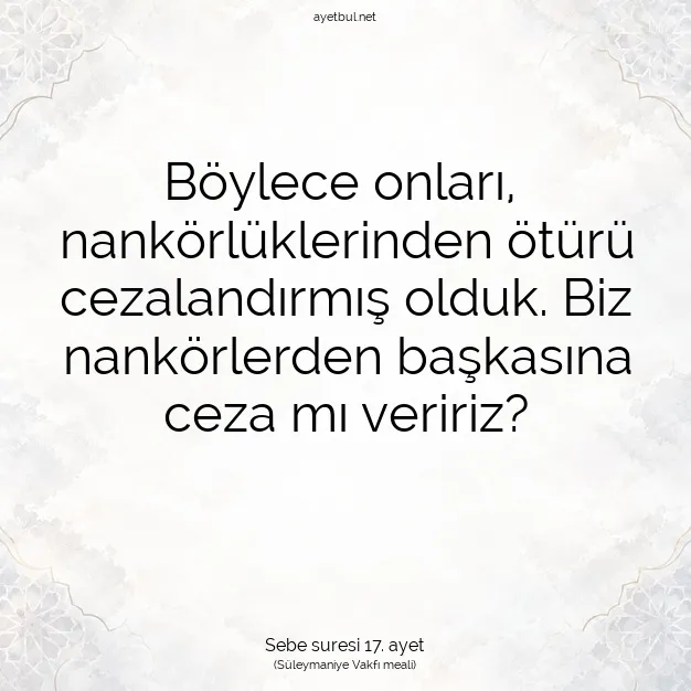 Ayetbul | Kuran Mealleri | Quran | Sebe suresi 17. ayet