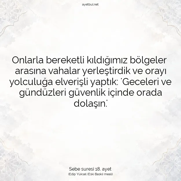 Ayetbul | Kuran Mealleri | Quran | Sebe suresi 18. ayet