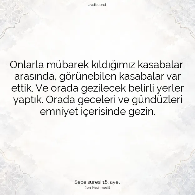 Ayetbul | Kuran Mealleri | Quran | Sebe suresi 18. ayet