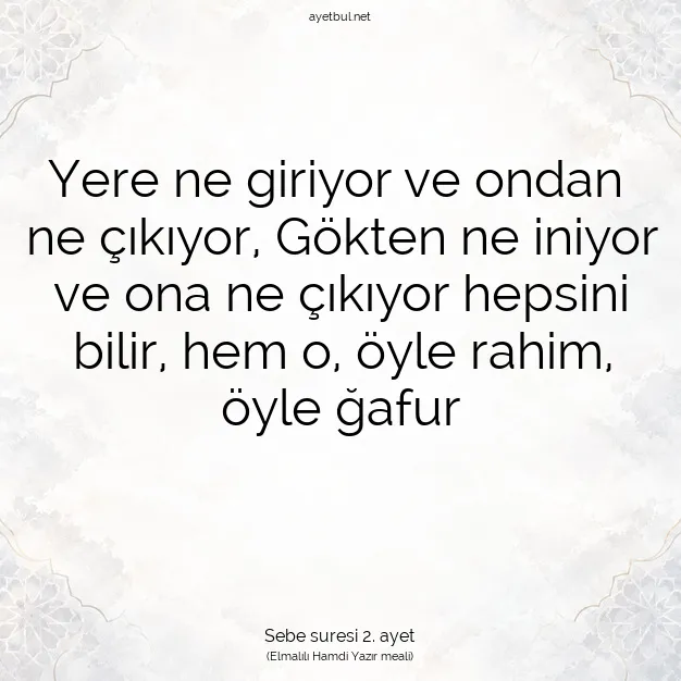 Ayetbul | Kuran Mealleri | Quran | Sebe suresi 2. ayet