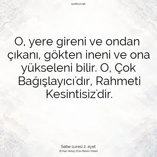 Ayetbul | Kuran Mealleri | Quran | Sebe suresi 2. ayet