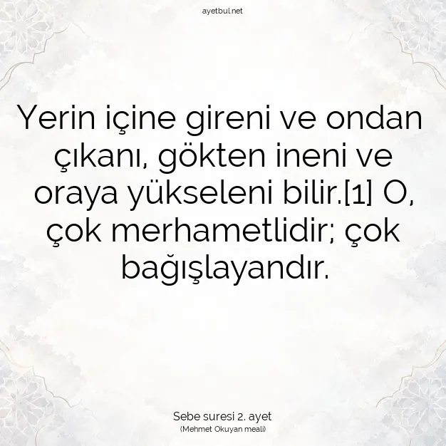 Ayetbul | Kuran Mealleri | Quran | Sebe suresi 2. ayet