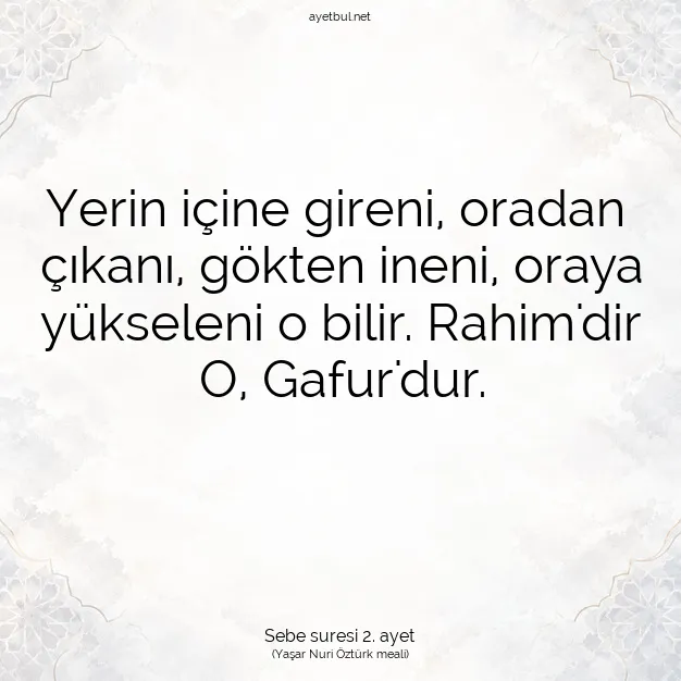 Ayetbul | Kuran Mealleri | Quran | Sebe suresi 2. ayet