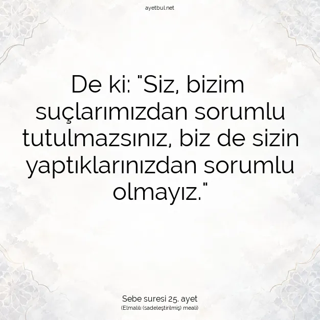 Ayetbul | Kuran Mealleri | Quran | Sebe suresi 25. ayet