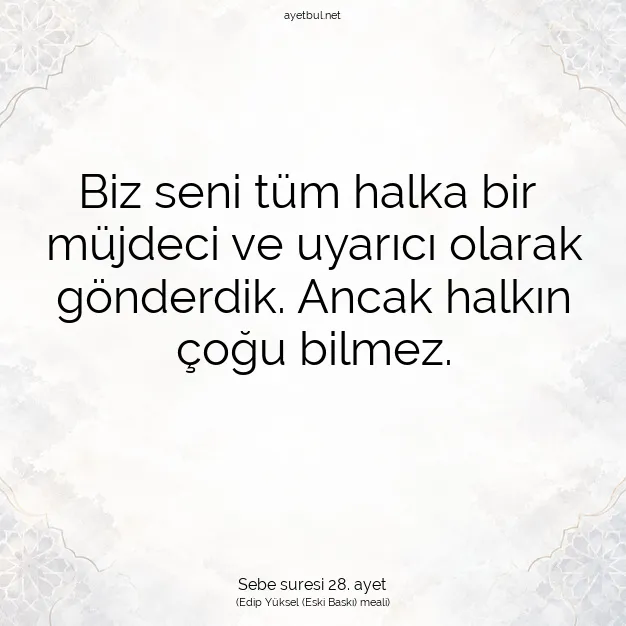 Ayetbul | Kuran Mealleri | Quran | Sebe suresi 28. ayet