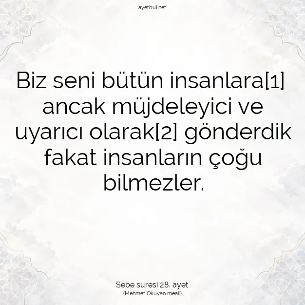 Ayetbul | Kuran Mealleri | Quran | Sebe suresi 28. ayet