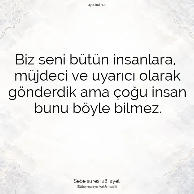 Ayetbul | Kuran Mealleri | Quran | Sebe suresi 28. ayet