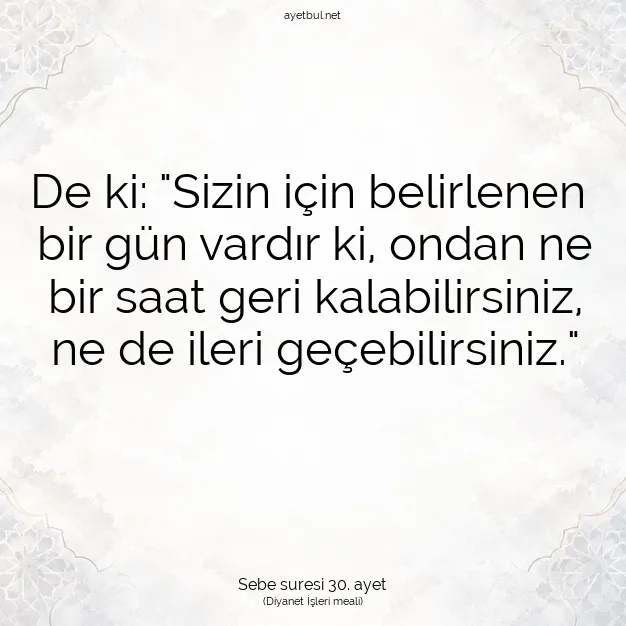 Ayetbul | Kuran Mealleri | Quran | Sebe suresi 30. ayet