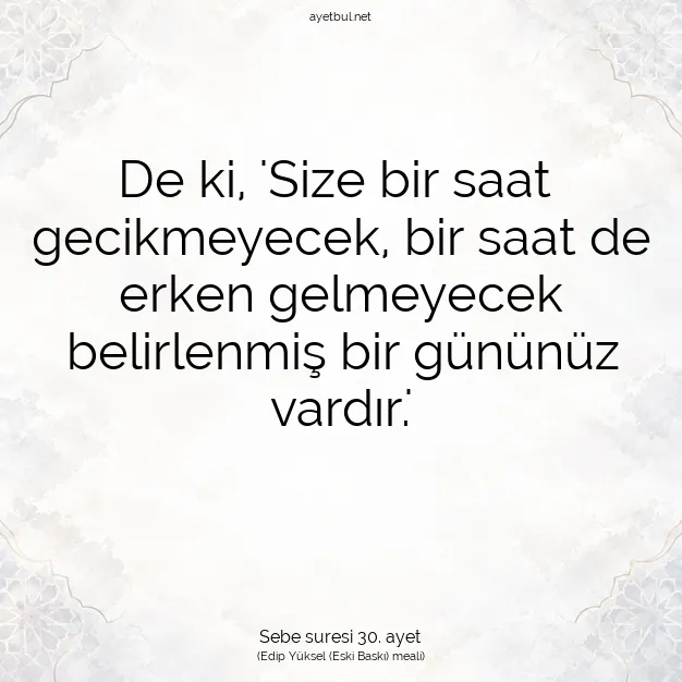 Ayetbul | Kuran Mealleri | Quran | Sebe suresi 30. ayet