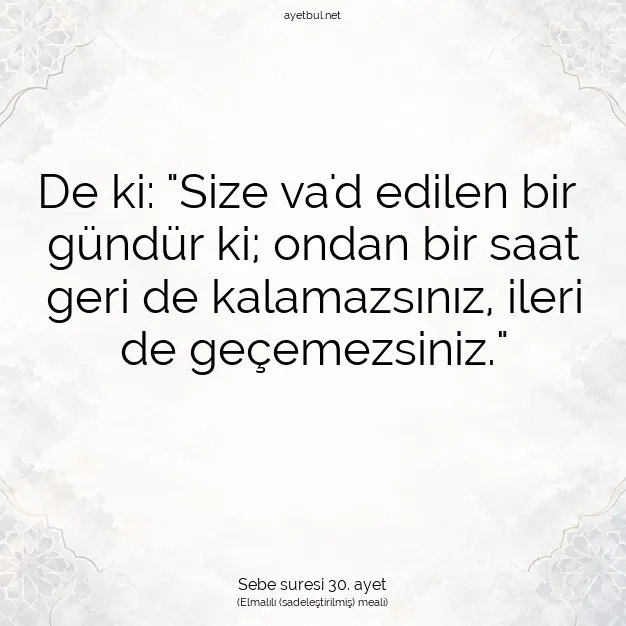Ayetbul | Kuran Mealleri | Quran | Sebe suresi 30. ayet