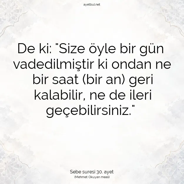 Ayetbul | Kuran Mealleri | Quran | Sebe suresi 30. ayet