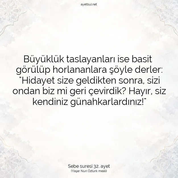 Ayetbul | Kuran Mealleri | Quran | Sebe suresi 32. ayet