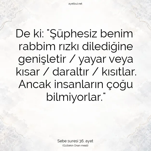 Ayetbul | Kuran Mealleri | Quran | Sebe suresi 36. ayet