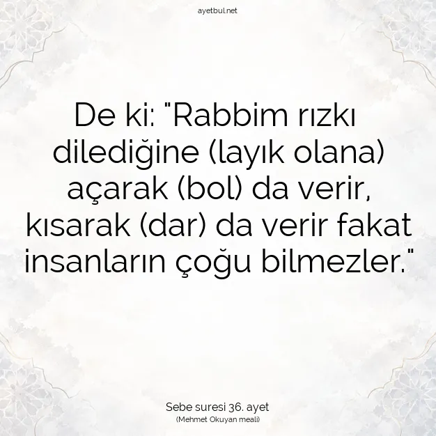 Ayetbul | Kuran Mealleri | Quran | Sebe suresi 36. ayet