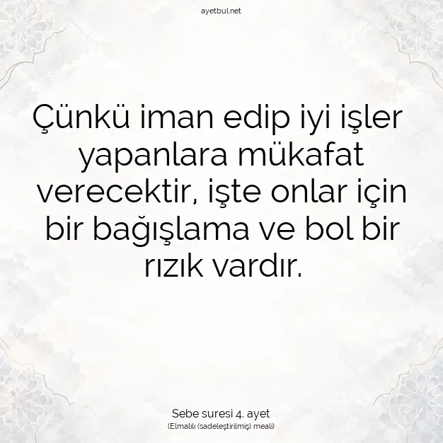 Ayetbul | Kuran Mealleri | Quran | Sebe suresi 4. ayet