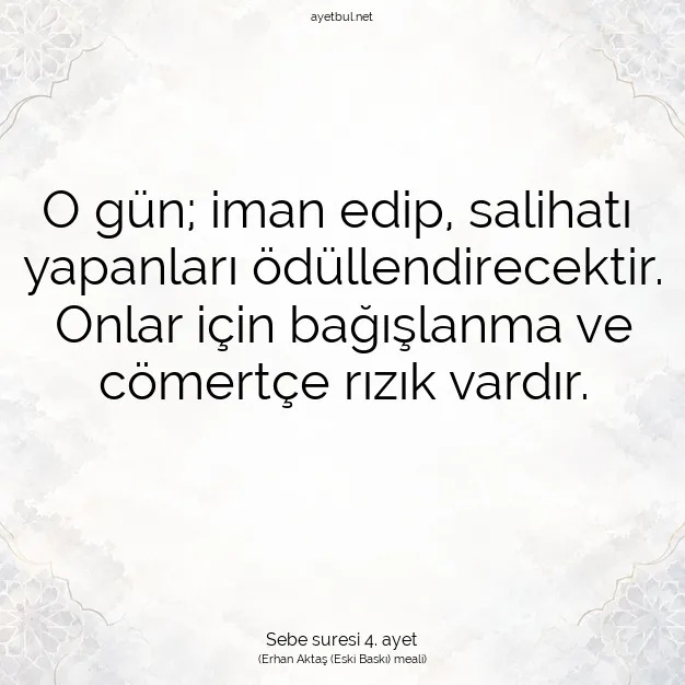 Ayetbul | Kuran Mealleri | Quran | Sebe suresi 4. ayet