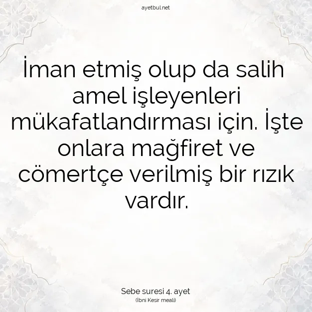 Ayetbul | Kuran Mealleri | Quran | Sebe suresi 4. ayet
